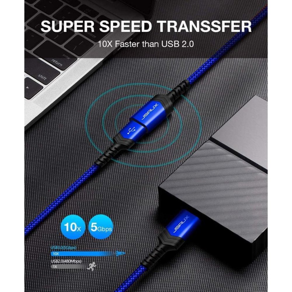 JSAUX USB 3.0 Extension Cable, (10FT) USB A Male to USB A Female Extension